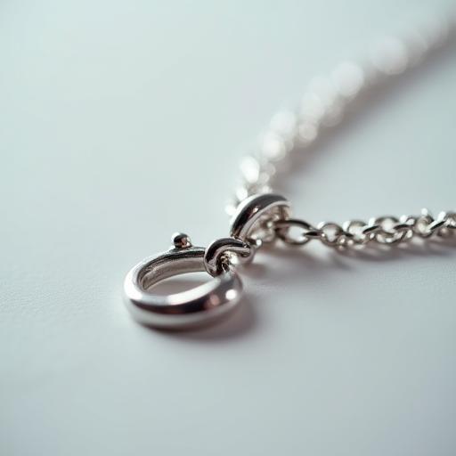 Macro shot highlighting details of a silver necklace